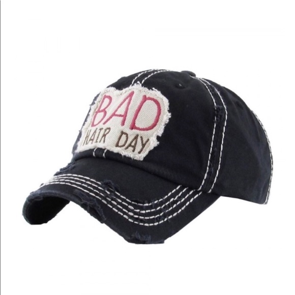 Faded Black Bad Hair Day Vintage Style Baseball - Picture 2 of 5